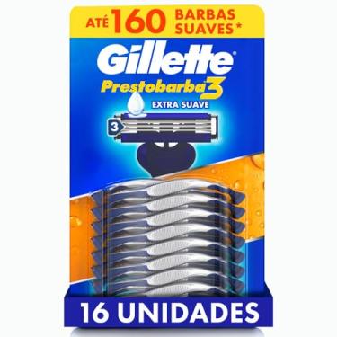 Imagem de Gillette Aparelho de Barbear Prestobarba3, Barbear Rente Extra Suave, 16 Uds