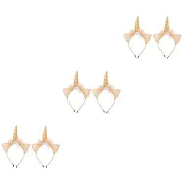 Imagem de LIFKOME 6 Peças tiara de unicórnio presente para meninas laço de cabelo presentes decoração orelhas de animais tiara de orelhas de unicórnio gravata borboleta acessórios de cabelo saia