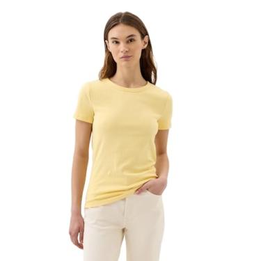 Imagem de GAP Camiseta feminina de manga curta canelada, Havana, amarelo, P