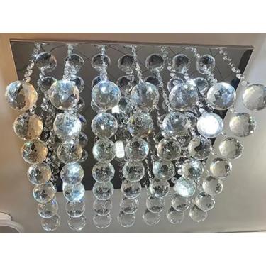 Imagem de Luminária de Teto Plafon Quadrado com 49 bolas de cristal e 5 Bocais G9 40x40cm 8102