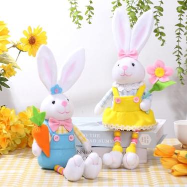 Imagem de CHYHMYT - Set of 2 Pcs Happy Easter Bunny Decoration, Cute Easter Rabbit Doll, Soft Lovely Plush Toys