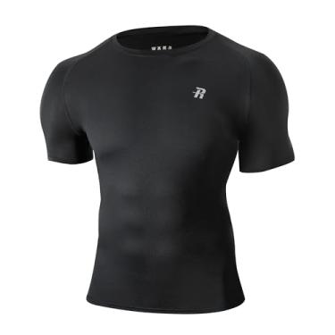 Imagem de Runhit Camiseta de compressão masculina de manga curta para treino atlético e secagem fresca, 1 pacote: preto, XXG