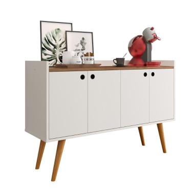 Imagem de Aparador Buffet Balcão 4 Portas Cantinho Café Prateleira Organizadora Pés Madeira Decoração Sala Estar Jantar Hall Entrada Escritório Dallas - RPM