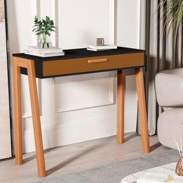 Imagem de JM Casa dos Móveis, Aparador Buffet ou Penteadeira Quarto Sala Morano Pés madeira cor Preto/Nature - JM Casa dos Móveis