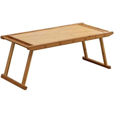 Imagem de Mesa Kang dobrável de bambu para casa tatami mesa de centro cama pequena mesa de janela mesa quadrada baixa (cor: amarelo, tamanho: 76 * 43 * 29 cm) (amarelo 76 * 43 * 29 cm)