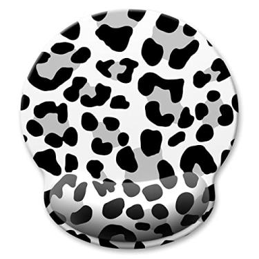 Imagem de Atufsuat mouse pad ergonômico com suporte de pulso, almofadas de mouse de espuma de memória de leopardo branco com descanso de pulso, decoração de acessórios de escritório de computador portátil bonito, mousepad de alívio da dor para jogos de trabalho mulheres meninas