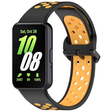 Imagem de Pulseira esportiva de silicone de substituição adequada para Samsung Galaxy Fit 3, respirável, dois tons, porosa, para Galaxy Fit 3 2024 SM-R390, mulheres e homens
