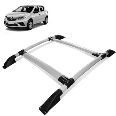 Imagem de Rack de Teto Bagageiro Sandero 2015 a 2023 Tubolar Prata