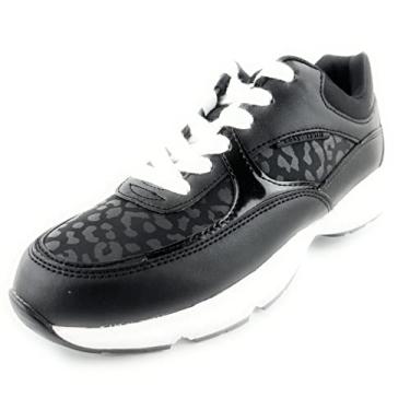 Imagem de Easy Spirit Tênis feminino Galaxy 3 de malha com cadarço casual e moderno, Estampa de leopardo preto multi, 37