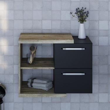 Imagem de Armário Gabinete Nexus 65cm Contemporâneo Carvalho/Preto Ônix