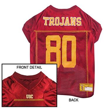 Imagem de Pets First NCAA College University of Southern California USC Trojans malha Jersey para cães e gatos, tamanho GG, camiseta licenciada para cães com seu time favorito de futebol e basquete