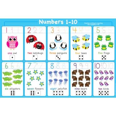 Imagem de Ashley Productions Placemat Studio Smart Poly 1-10 Numbers Learning Placemat, 33 cm x 48 cm, lado único, pacote com 10