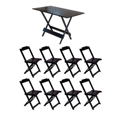 Imagem de Conjunto Mesa de Madeira Dobravel 120x70 Tabaco 8 Cadeiras