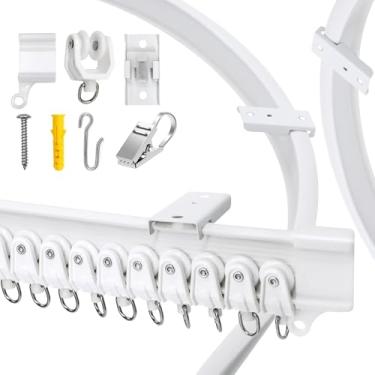 Imagem de Cortina VRSS flexível dobrável reta curvada para o formato L U baía janelas cortina de chuveiro divisória de quarto DIY acessórios de montagem incluídos, 2 meters, Shown