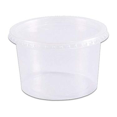 Imagem de Pote Descartável, Prafesta, 250 ml, Redondo, Com Tampa, Pacote com 24 Unidades