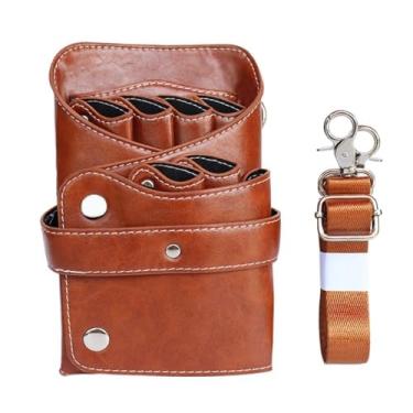Imagem de Bolsa para tesouras, bolsa de couro PU, salão de beleza, cabeleireiro, cabeleireiro, bolsa de tesoura, coldre para ferramentas de cabeleireiro, bolsa de ferramentas com cinto de ombro na cintura