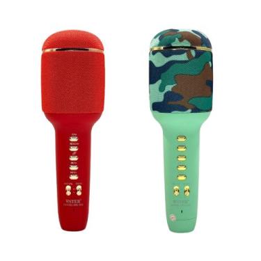 Imagem de Kit 2 Caixa de Som e Microfone Sem Fio Karaokê Repórter Youtuber WS-90