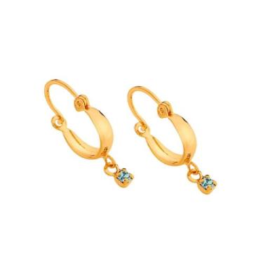 Imagem de Brinco Rommanel Banhado Ouro 18k Pequena Crista Azul 523201