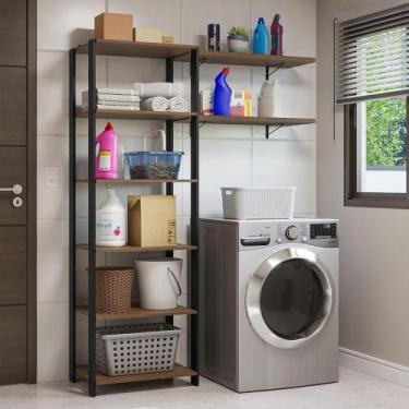 Imagem de Estante Multiuso + Prateleiras para Lavanderia 139cm Rustic/Preto Made
