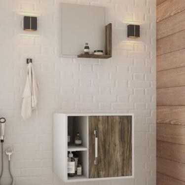 Imagem de Armário de Banheiro 1 Porta 2 Prateleiras com Espelho Branco Chess/Car