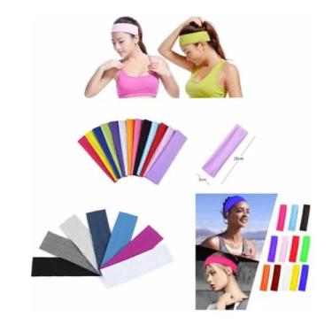 Imagem de Kit 10 Faixa Larga Turbante Headband Unissex Treino Corrida Esporte Mo