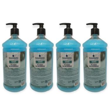 Imagem de Kit 4 Sabonete Líquido Flor de Algodão Perfumado 1 Litro Grosso Hidrat