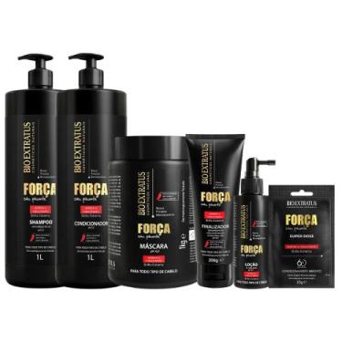 Imagem de Kit Força com pimenta 1 Litro 6 itens 1 Shamp 1 Cond 1L 1 Másc 1L 1 Fi