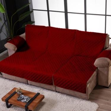 Imagem de PROTETOR PARA SOFÁ RETRÁTIL E RECLINÁVEL DE 3 LUGARES DE 1 METRO CADA 3m x 2,40m COM BOLSO LATERAL (Vinho)