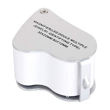 Imagem de Lupa de Vidro Iluminada 30X 60X Lente Dupla Com Vidro óptico, Tampa de Metal Dobrável e Lâmpada UV para Ferramenta de Avaliação de Joias, Tamanho de Moeda para Fácil Transporte