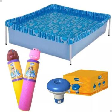 Imagem de Piscina Infantil 400L Mor + 2 Lança Agua +Flutuador p/ Cloro, Amarelo 