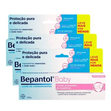 Imagem de Kit Bepantol Baby Creme Preventivo de Assaduras 3 caixas com 120g cada BAYER