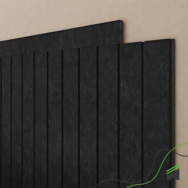 Imagem de Painel Ripado Cabeceira Quarto Cama Solteiro - Urban+ Black - Meu Roda