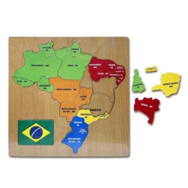Imagem de Tabuleiro Mapa Do Brasil 3d Quebra Cabeça Encaixe Colorido - DM TOYS