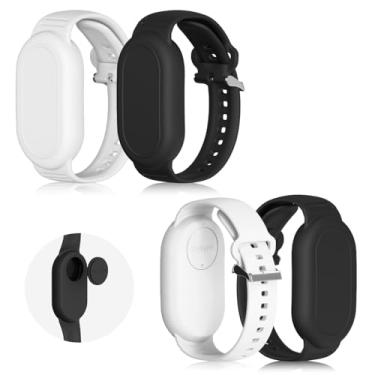 Imagem de BIQIRE Pulseira à prova d'água para Galaxy SmartTag 2, 4 unidades, silicone macio, suporte para Smart Tag 2, crianças e idosos (preto + branco)