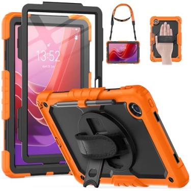 Imagem de HXCASEAC Capa para Lenovo Tab M11 com protetor de tela/alça de mão giratória/suporte, capa protetora para tablet Tab M11 (TB-330FU/TB-330XU) capa 2024, laranja
