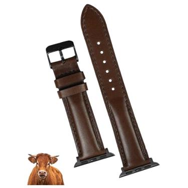 Imagem de Pulseira de couro marrom escuro compatível com Apple Watch de 49 mm, 46 mm, 45 mm, 44 mm, 42 mm, para smartwatch séries 10, 9, 8, 7, 6, 5, 4, 3, 2 e 1 SE, presente vintage AW-203-DE-LL