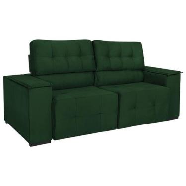 Imagem de Sofá Cama Retrátil Sala Vicenza 175cm Suede - Doce Sonho Móveis, Verde