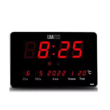 Imagem de Relógio Parede Mesa Led Digital Calendário Termômetro  Lk-2616 Preto -