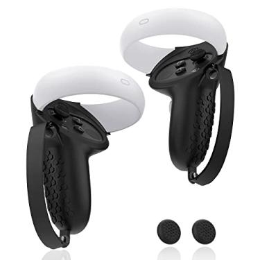 Imagem de AMZDM Controller Grip for Oculus Quest 2 Accessories Grips Cover for VR Touch Controllers Covers Protector with Non-Slip Thumb Grips 1Pair Black