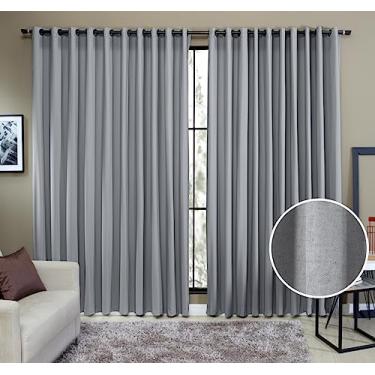 Imagem de Cortina Tecido Rustico 2,00M x 2,30M Semi Blackout Cinza Para Varão Simples