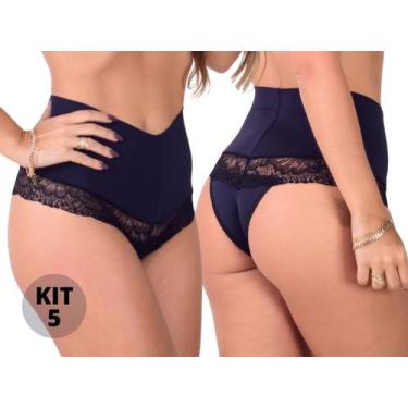 Imagem de Kit 5 Calcinhas Feminina cós Duplo Alto cintura Alta disfarça culote n