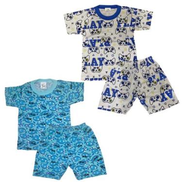 Imagem de Kit 2 Pijama Regata Menino Verão Algodão Sortido Estampado - Mundo dos