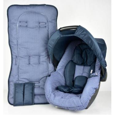 Imagem de Capa bebê conforto+carrinho+redutor - poá marinho - ALAN PIERRE BABY