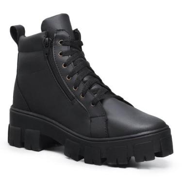 Imagem de Bota Coturno Feminino Gmm Shoes Cano Médio Conforto Dia a Dia, Preto, 