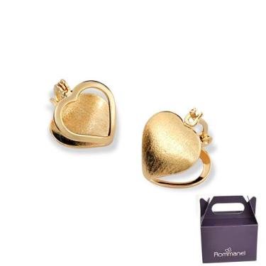 Imagem de Brinco Coração Lado Escovado E Lado Vazado Rommanel 523376, Dourado