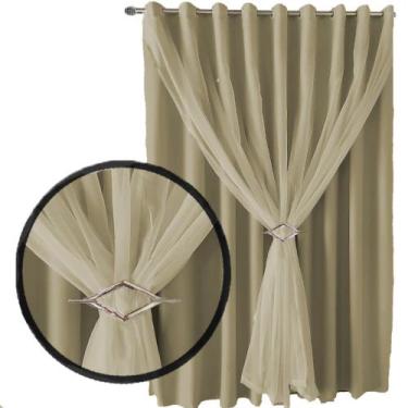 Imagem de Cortina Lisboa Sala Quarto 8,00 x 2,50 Apartamento bege - Bravin Corti