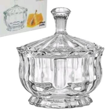 Imagem de Bomboniere em vidro lapidado e900 ml de capacidade,  caixa litografada