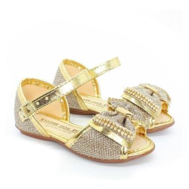 Imagem de Sandalia Rasteirinha Infantil Feminina Dourada Moda Barato - EDS, Dour