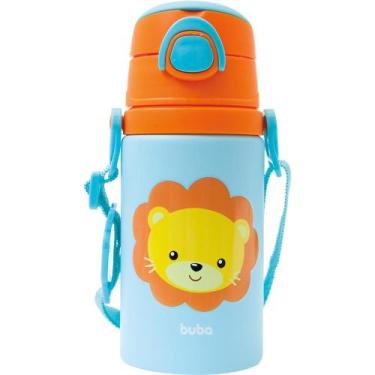 Imagem de Garrafinha Infantil Buba Alumínio 400ml Canudo De Silicone Cor Laranja