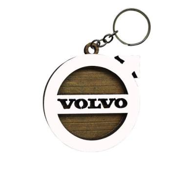 Imagem de Pacote 50 Chaveiros 3d Marca Volvo com Argola 4cm Mdf Madeira Decorada